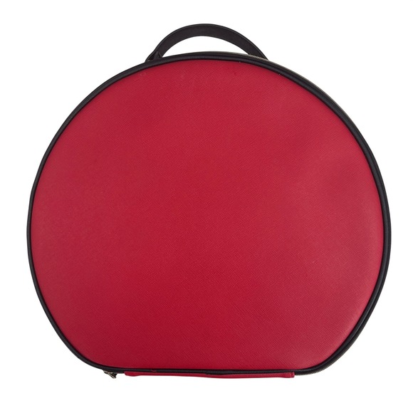 Red Round Train Case Vanity Bag Coquette Travel Cosmetic Organizer - Picture 5 of 5